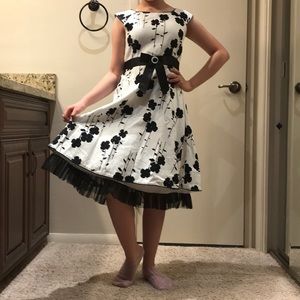 White textured dress with the flowers on it